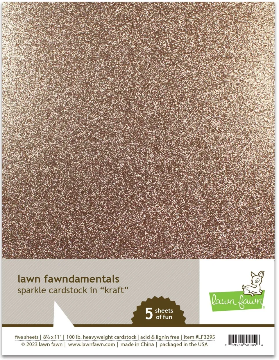Lawn Fawn Sparkle Cardstock Kraft Glitzerkarton 5 Blätter
