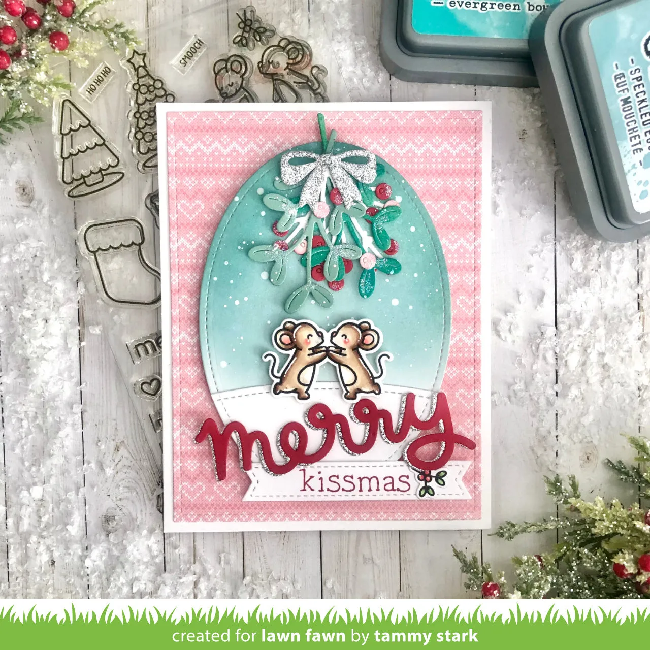 Lawn Fawn Scripty Merry Stanze Schriftzug Weihnachten