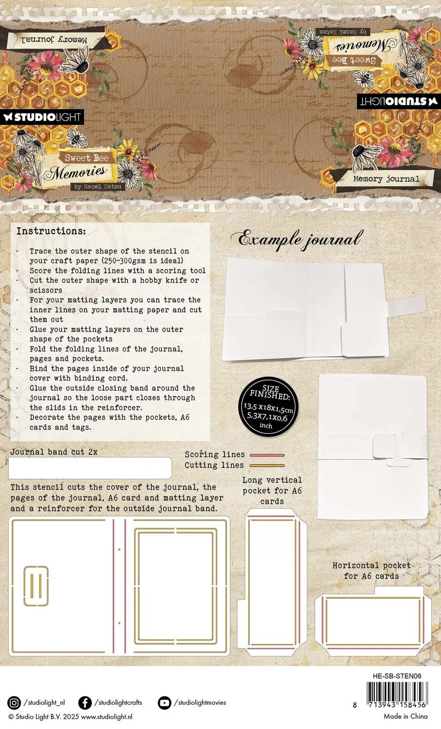 Hazel Eaton Sweet Bee Memories Memory Journal Schablone