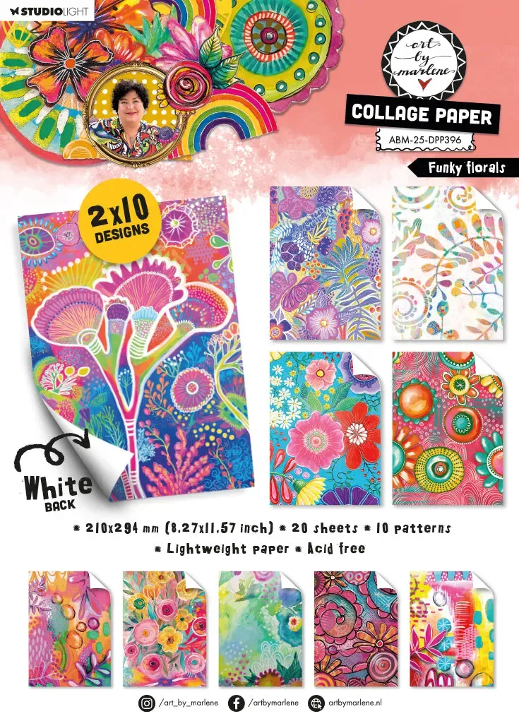 Art by Marlene Funky Florals Collage Papierblock A4