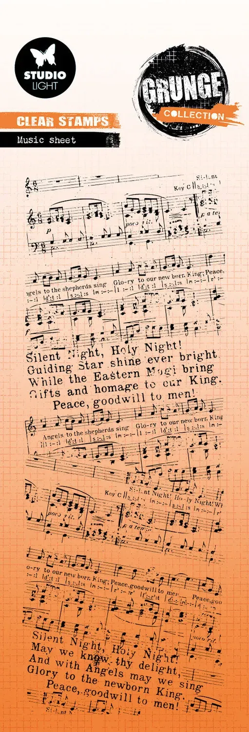 StudioLight Grunge Music Sheet Clear Stempel Noten