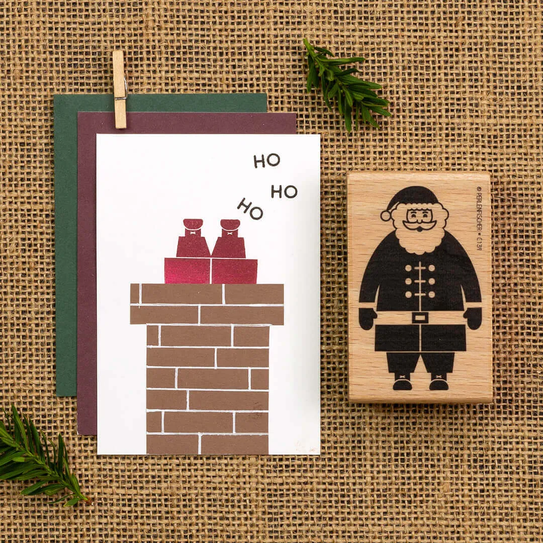 Perlenfischer Weihnachtsmann Stempel 41 x 67 mm Holz