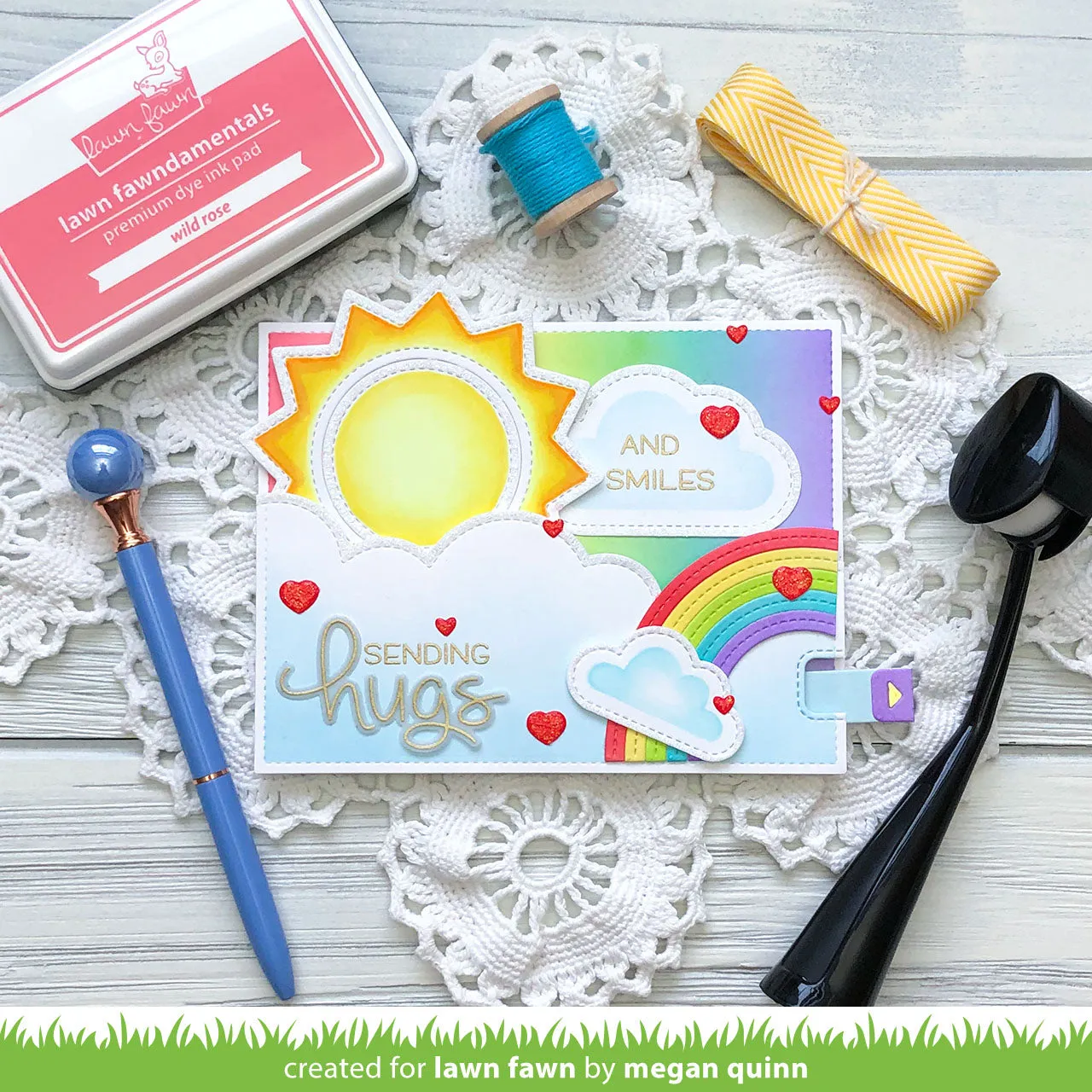 Lawn Fawn Long Distance Hugs Clear Stamps Stempelset Grüße