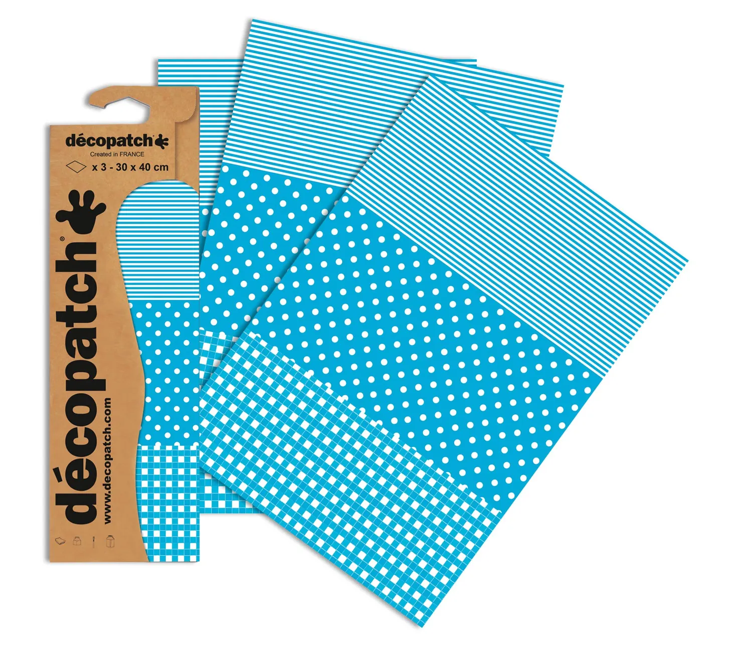 décopatch No.727 Papier Einhorn blau 3 Bögen