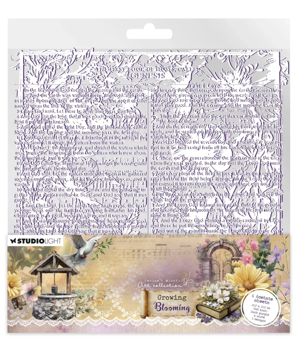 Jenine's Mindful Art Growing Blooming Acetatbögen Weiß 3 Stk