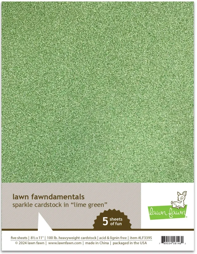 Lawn Fawn Sparkle Cardstock Limettengrün 5 Bogen