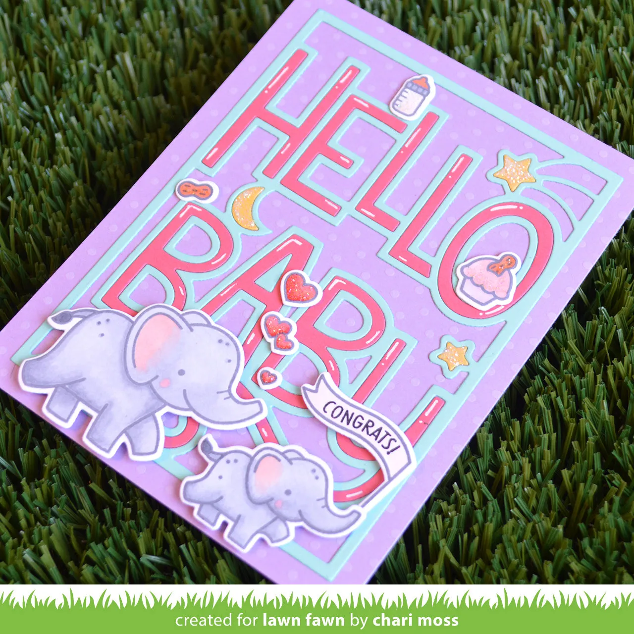 Lawn Fawn Giant Outlined Hello Baby Stanzschablone groß