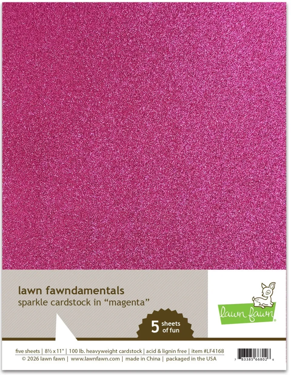 Lawn Fawn Sparkle Cardstock Magenta LF4168 Glitzerkarton