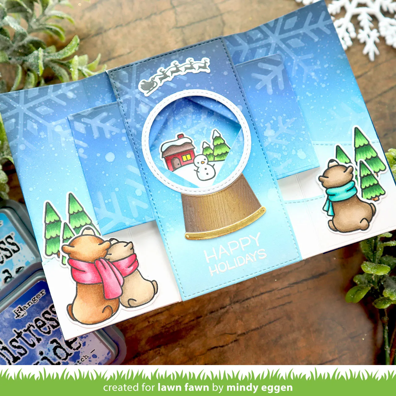 Lawn Fawn Shutter Card Snow Globe Add-On Stanzschablonen mit Schneeflocke