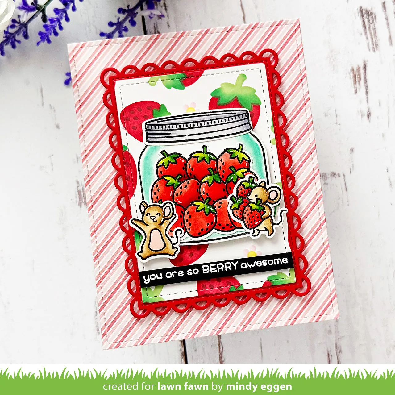 Lawn Fawn Strawberry Fields Schablonen Erdbeere