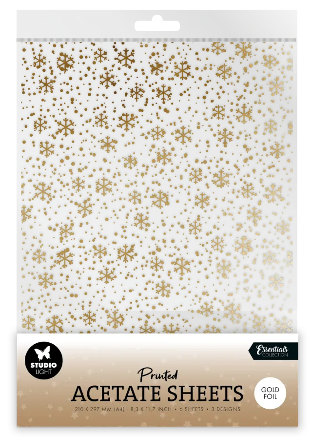 StudioLight Essentials Acetatfolie Snowflakes Gold 6er A4