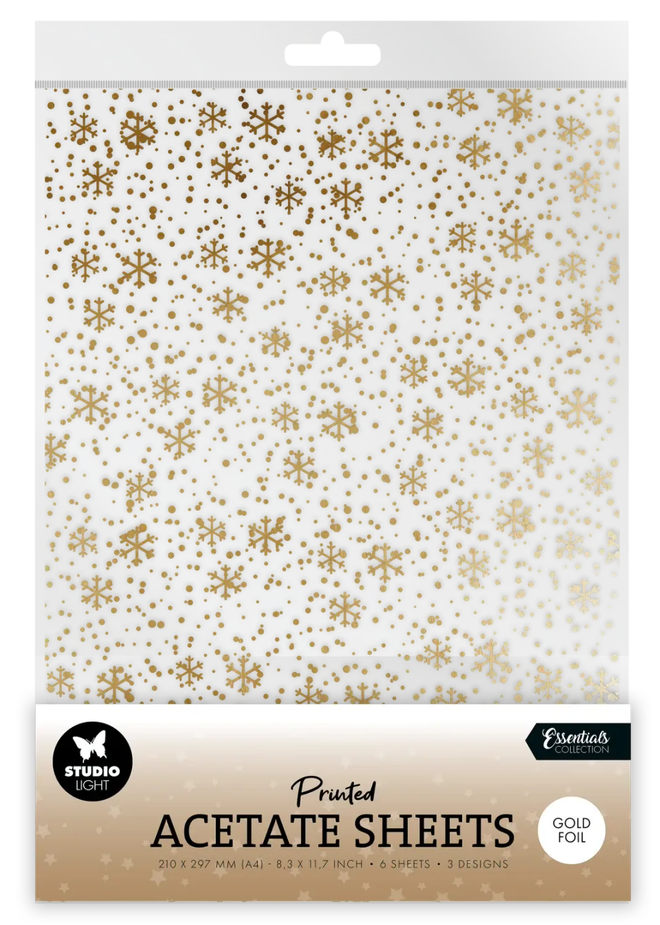 StudioLight Essentials Acetatfolie Snowflakes Gold 6er A4