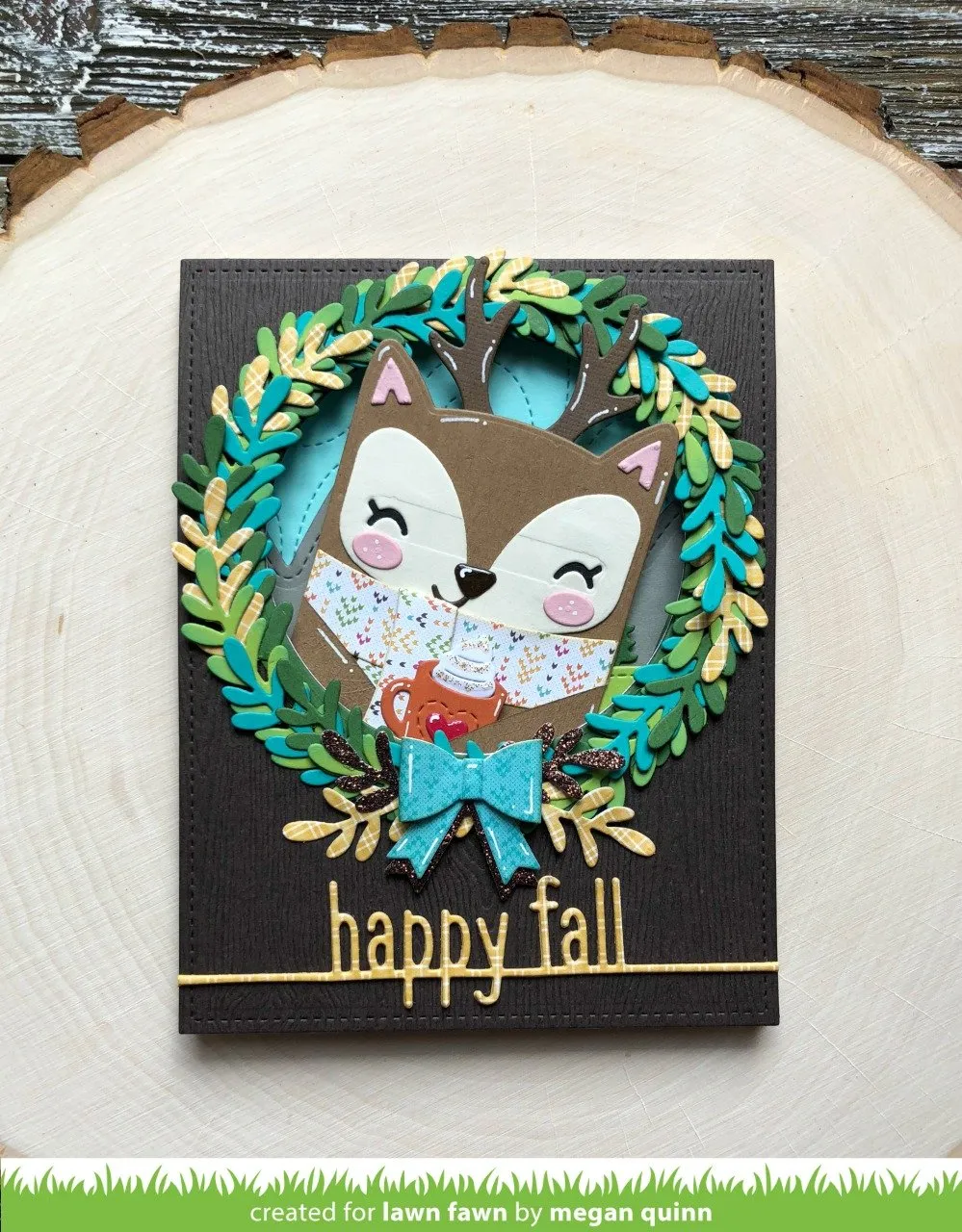 Lawn Fawn Happy Fall Line Border Stanzschablone Herbstschriftzug