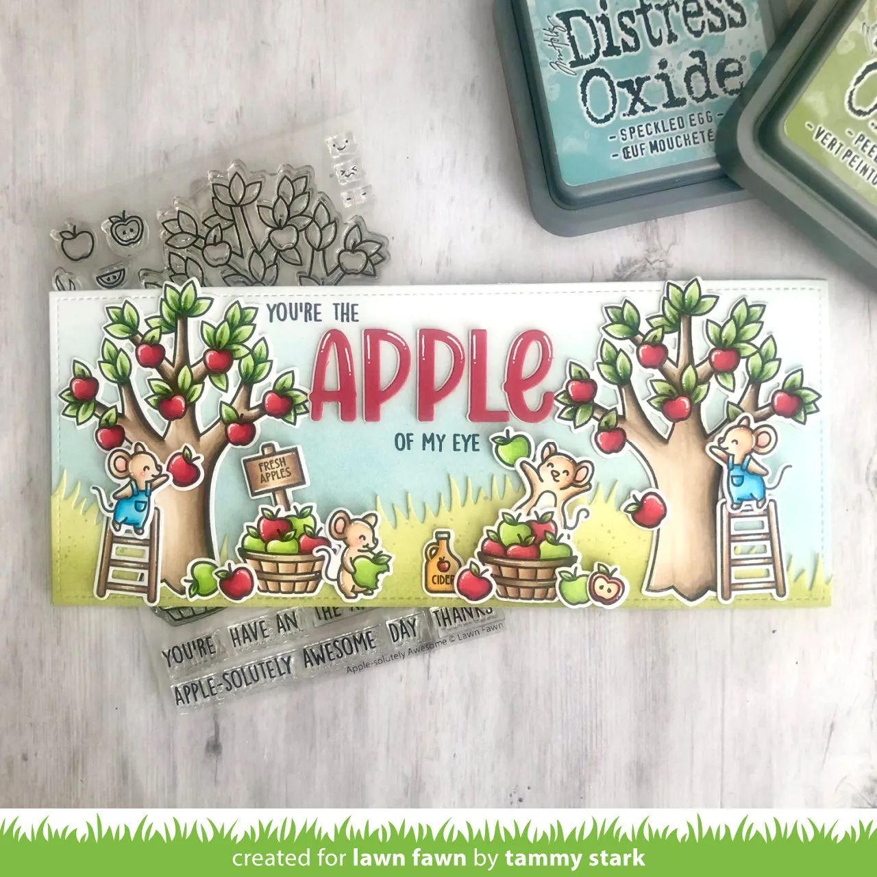 Lawn Fawn Apple-solutely Awesome Clear Stamps Mäuse Herbst