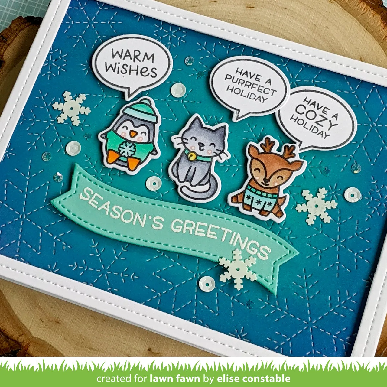 Lawn Fawn Stitched Snowflake Backdrop Stanzen Winter A2