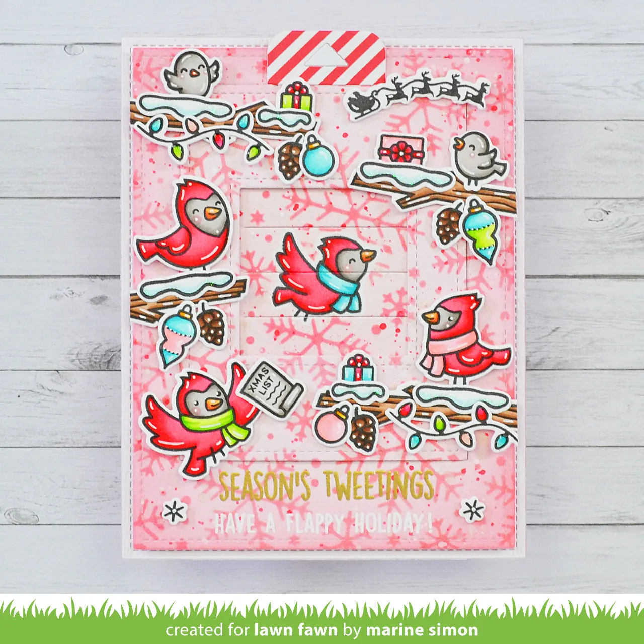 Lawn Fawn Flappy Holiday Clear Stamps Mini Vögel