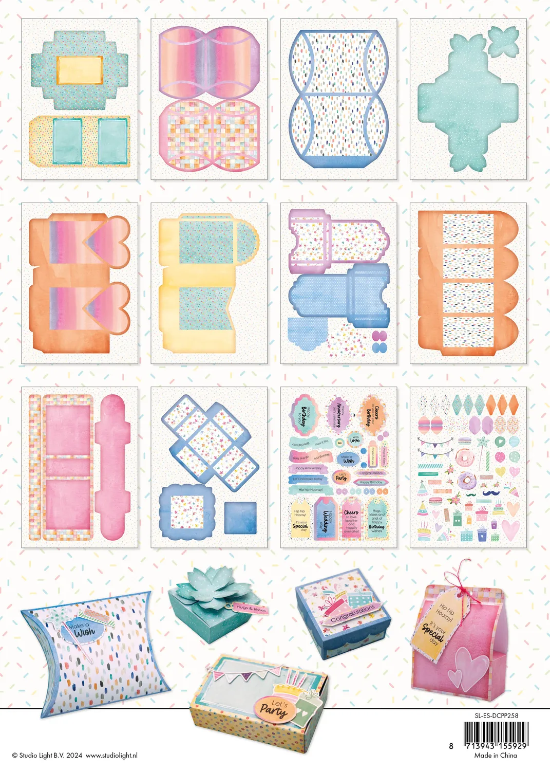 StudioLight Essentials Giftboxes Die-Cut Papier Bunt