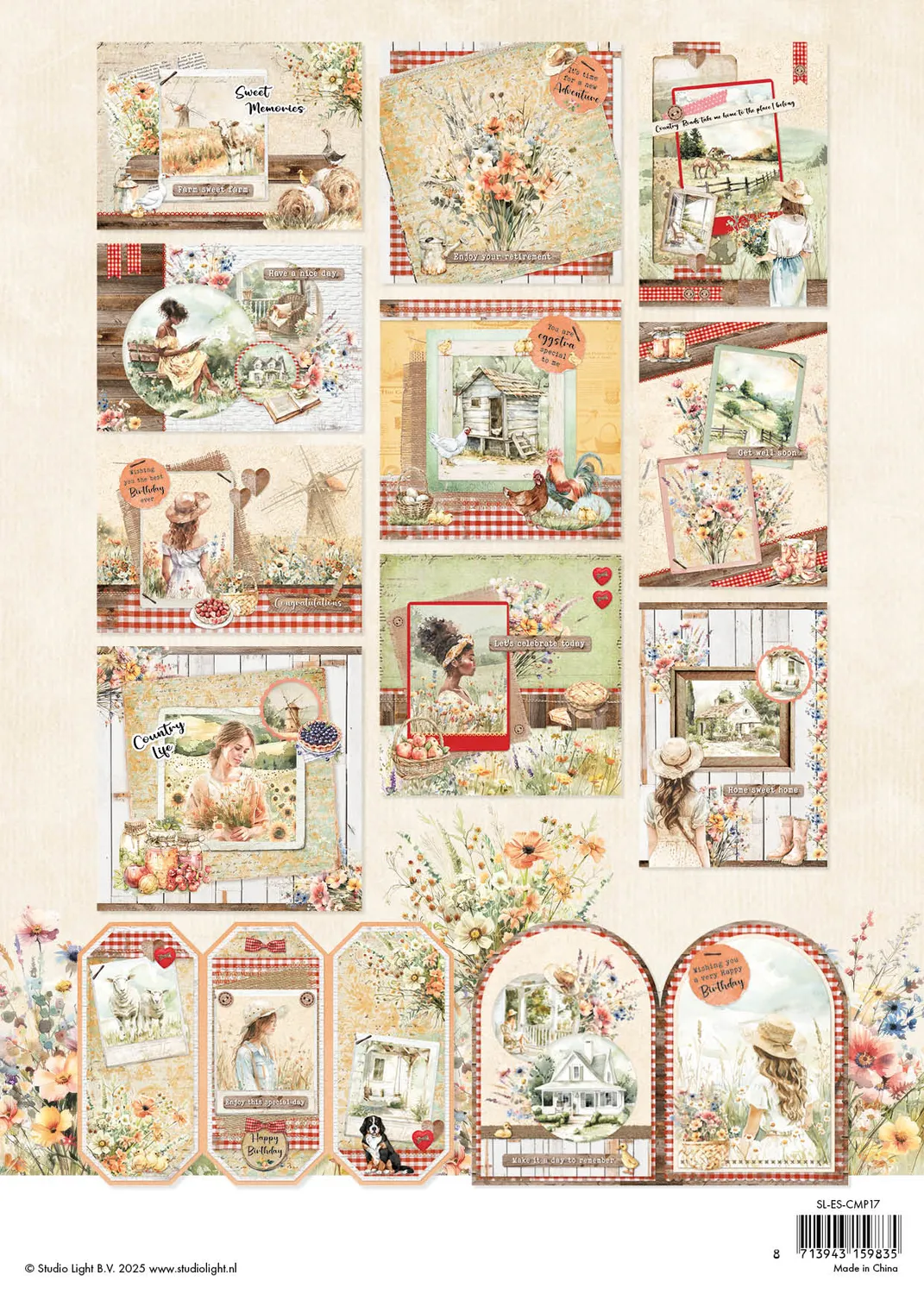 StudioLight Essentials Card Making Pad Country Roads 14 Blatt