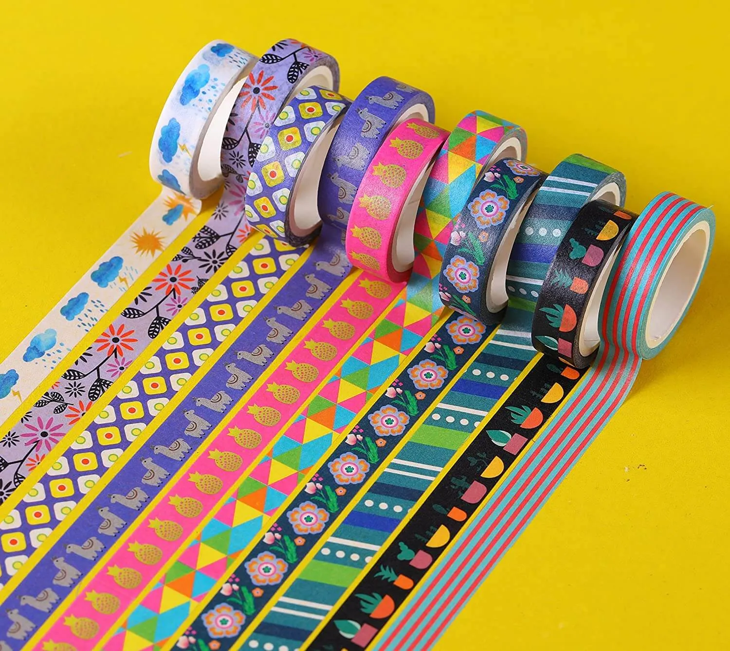 Ieebee Mixed Pattern Washi-Tape 30 Rollen Karo Streifen