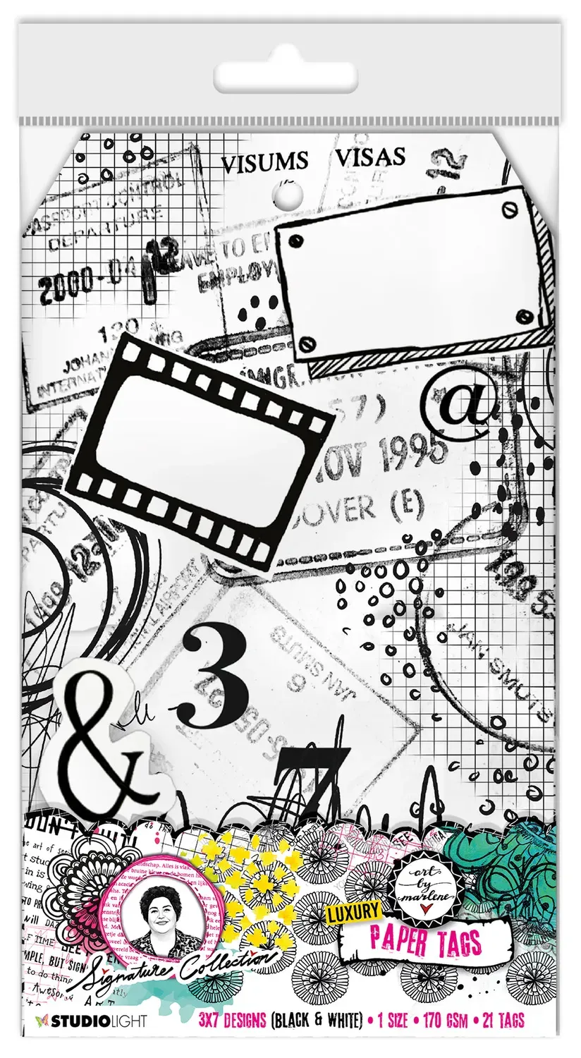Art by Marlene Signature Paper Tags Schwarz-Weiß Prints