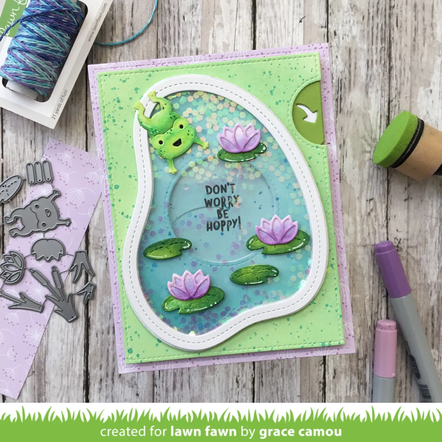 Lawn Fawn Stitched Pond Frame Lawn Cuts Stanzen Teich