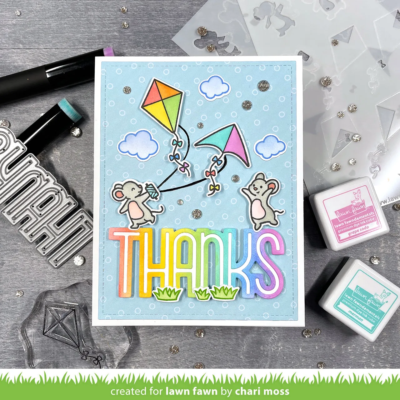 Lawn Fawn Whoosh Kites Coloring Stencils Schablone 3-teilig