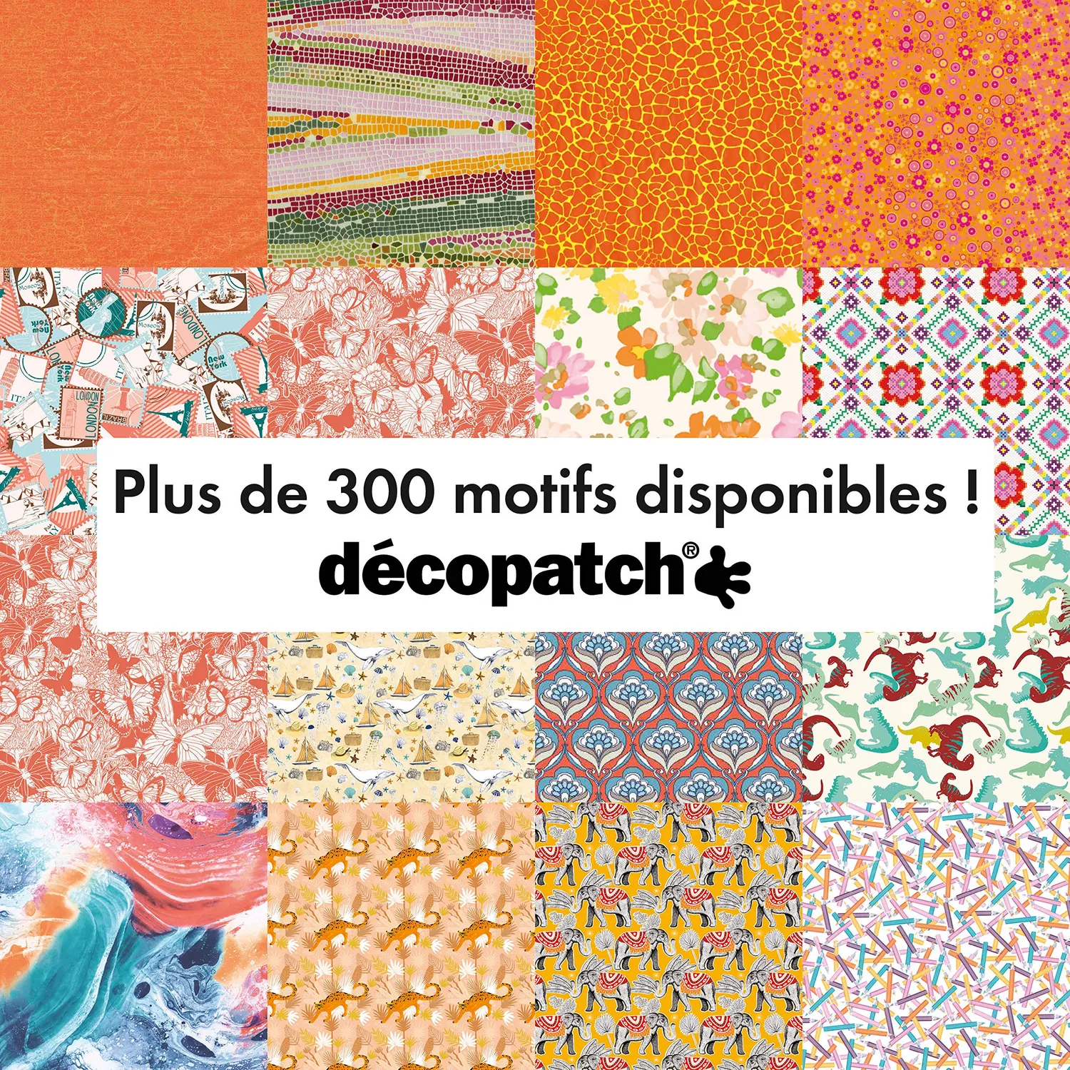 décopatch C594O Blume Orange-Rosa Papier 3er Pack 395mm