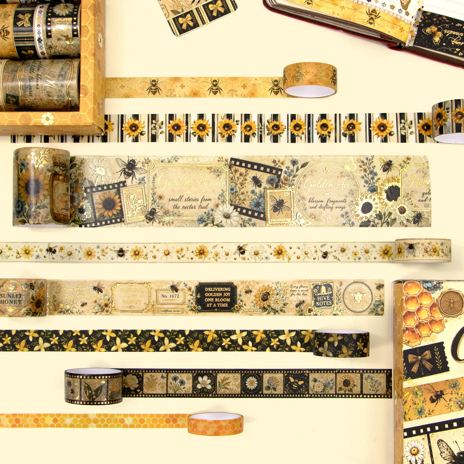 Ieebee Bee Washi Tape Set Goldfolie Blumen 30 Rollen