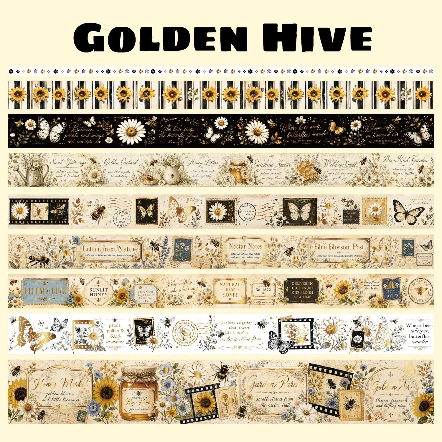Ieebee Bee Washi Tape Set Goldfolie Blumen 30 Rollen