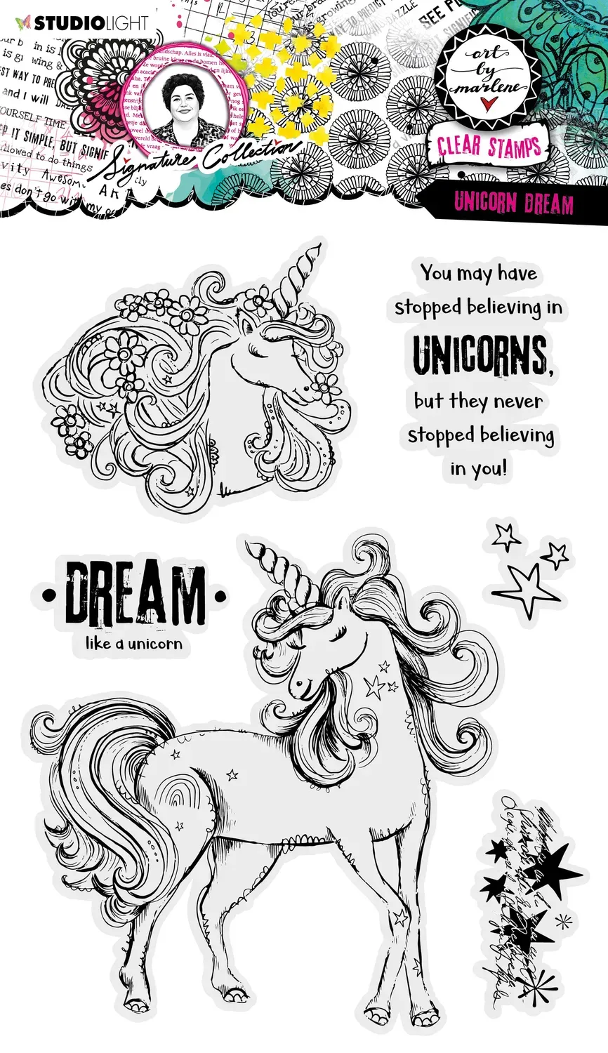 Art by Marlene Signature Clear Stamp Unicorn Dream Einhorn