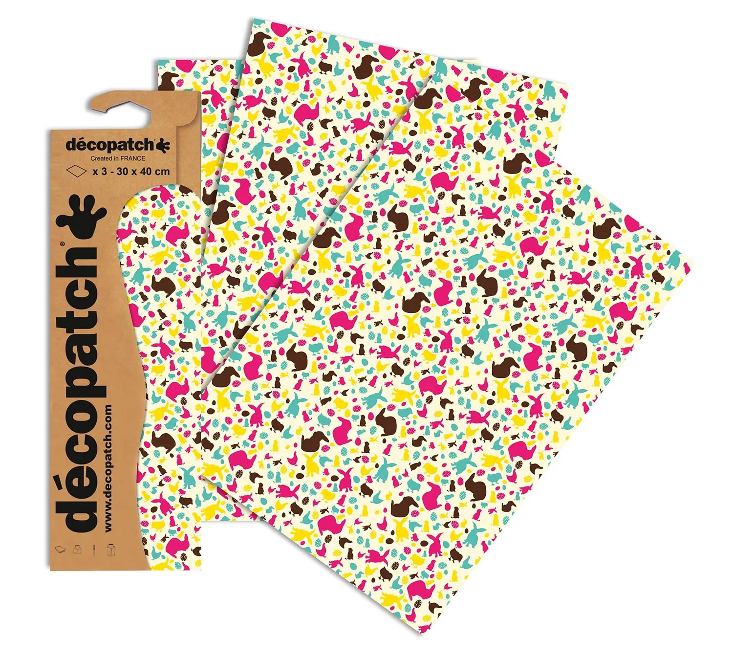 décopatch C594O Blume Orange-Rosa Papier 3er Pack 395mm