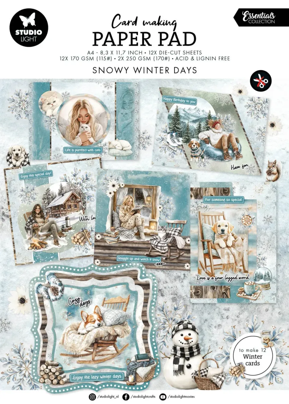 Studio Light Essentials Snowy Winter Days Kartenblock A4 14 Blatt