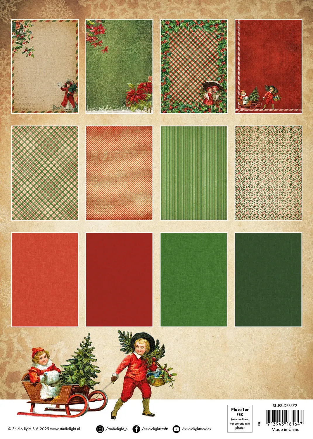 StudioLight Essentials Vintage Christmas Papierblock 36 Blatt A4