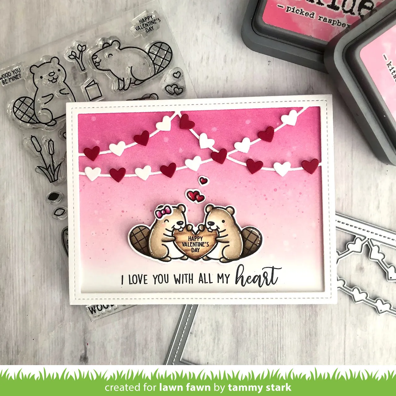 Lawn Fawn Lawn Cuts Heart Garland Backdrop Stanzen Landscape
