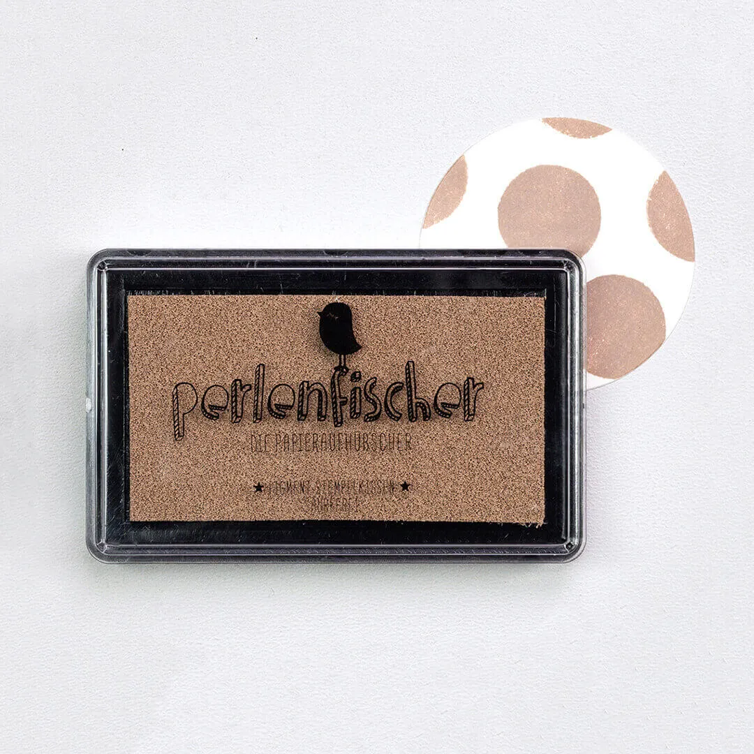 Perlenfischer Stempelkissen Beige groß Pigment