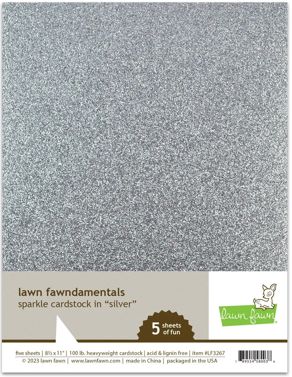 Lawn Fawn Sparkle Silver Cardstock Glitzerkarton 5 Blatt