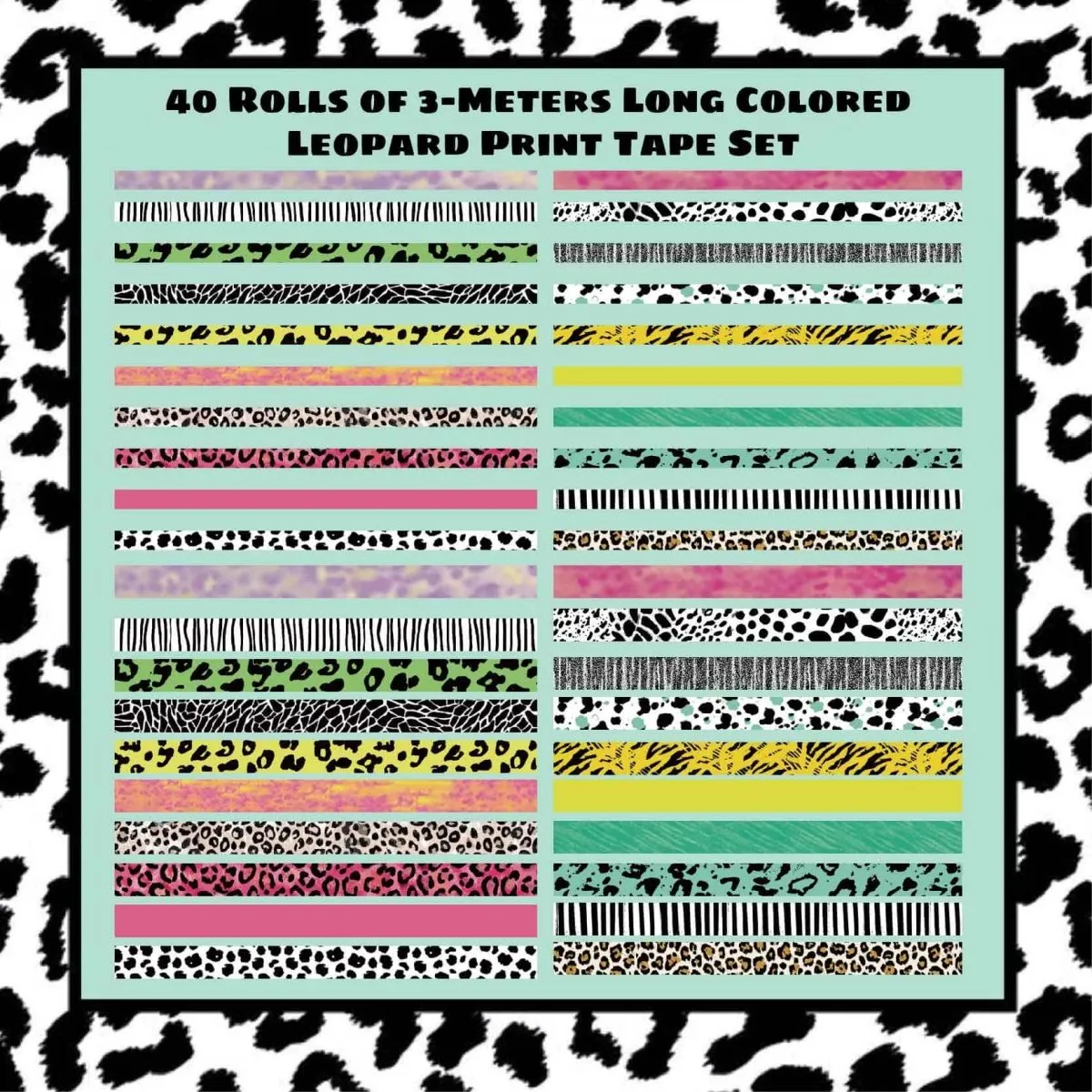 Ieebee Leopard Washi-Tape 40 Rollen Leo Tie-Dye Bunt