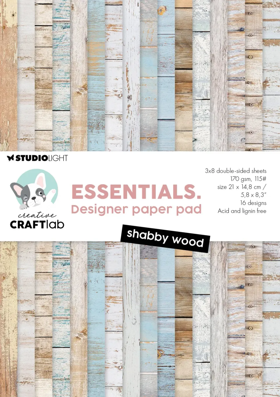 Creative Craftlab Essentials Designblock Shabby Wood 24 Bogen