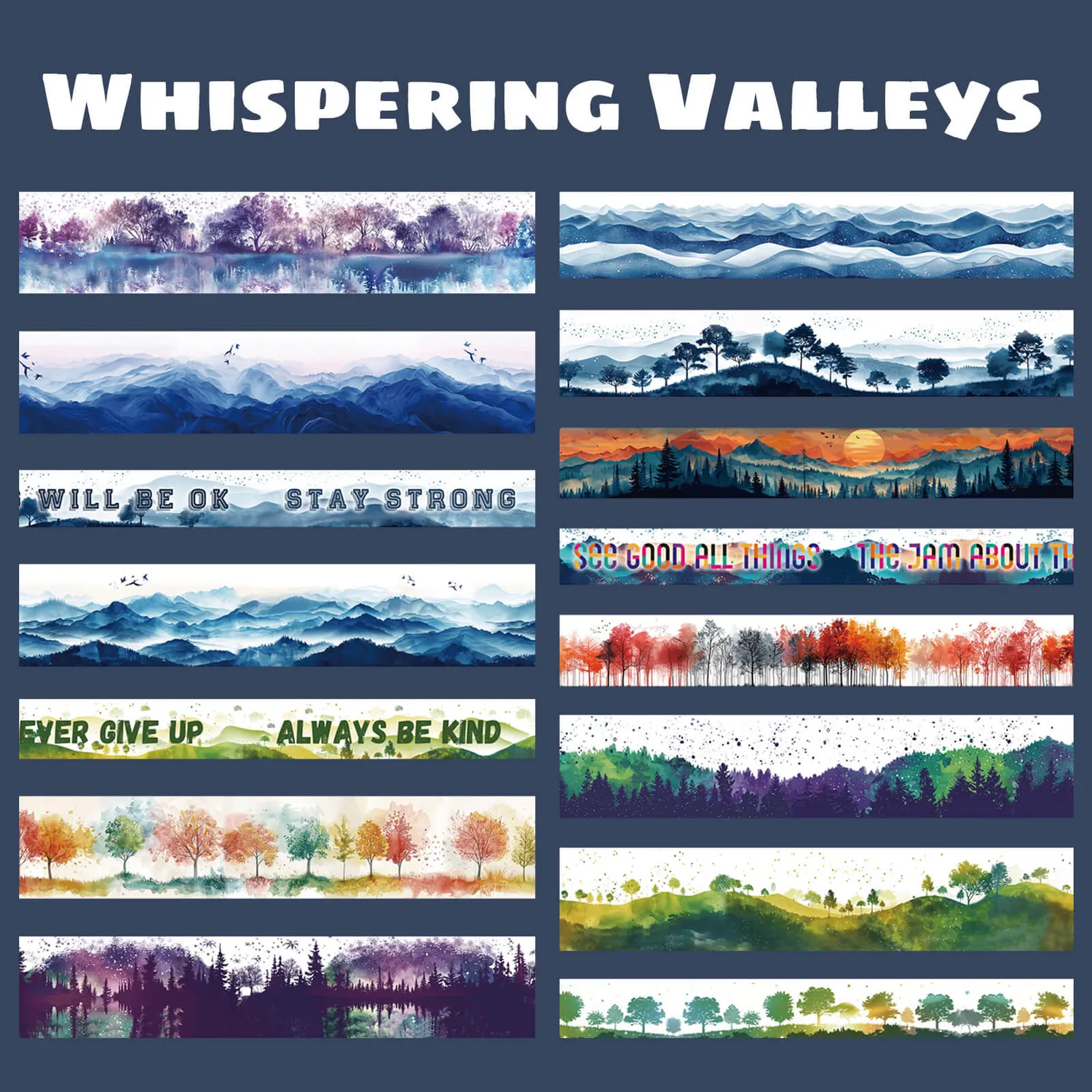 Ieebee Landscape Washi Tape Set 32 Rollen Berge Wald