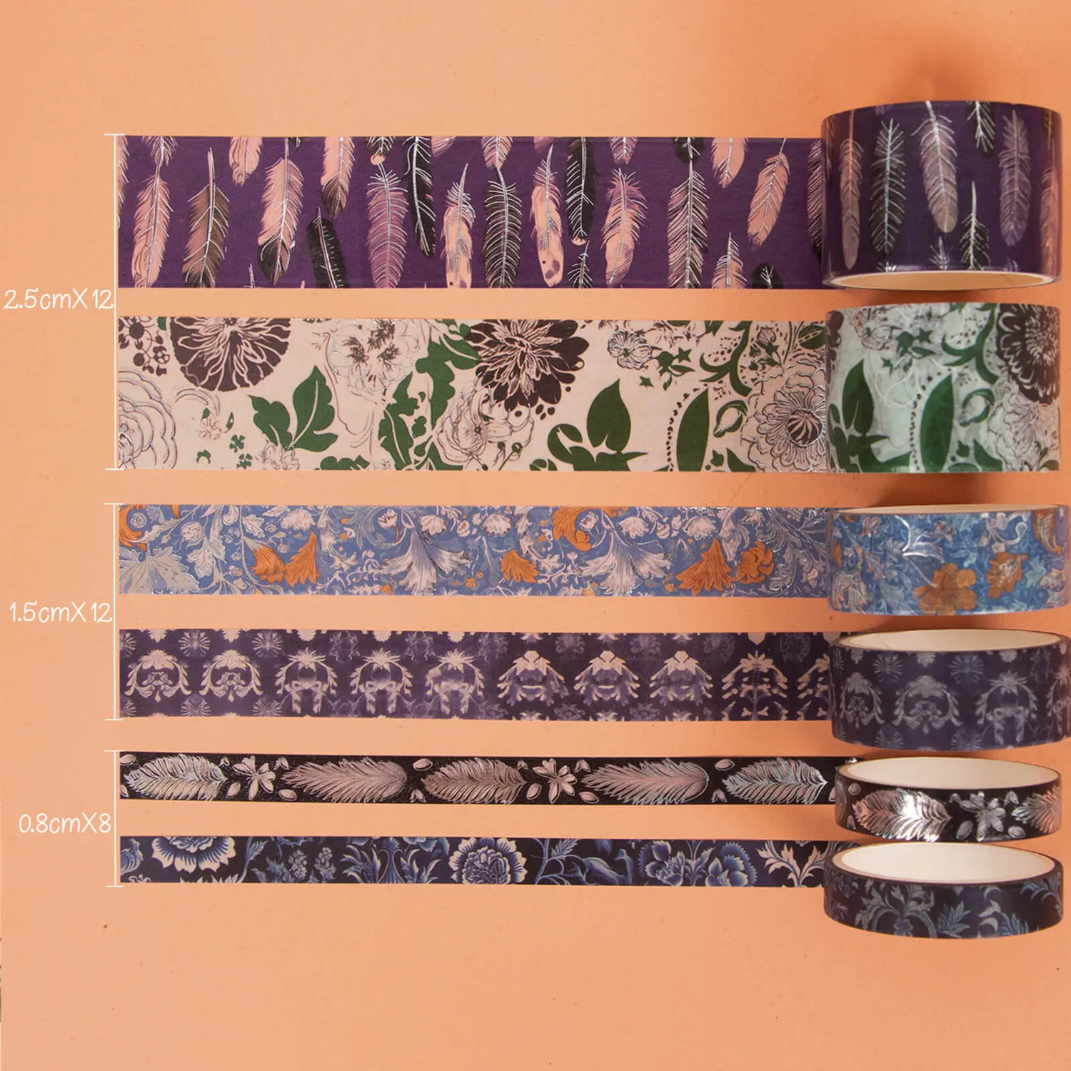 Ieebee Vintage Floral Washi Tape Set 32 Rollen Silber