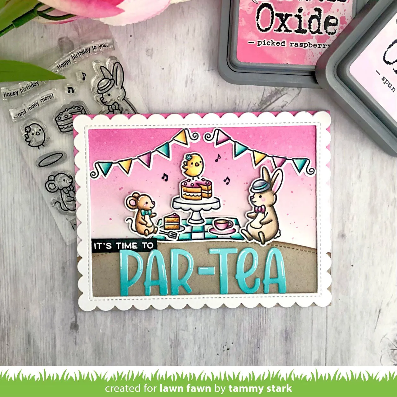 Lawn Fawn Tea-rrific Day Add-On Stempel Geburtstag