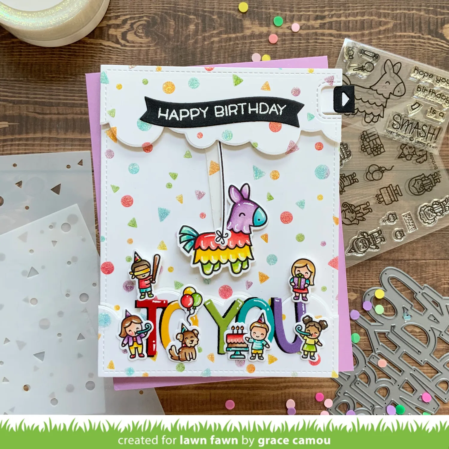 Lawn Fawn Confetti Stencil Hintergrund 6x6 2-teilig