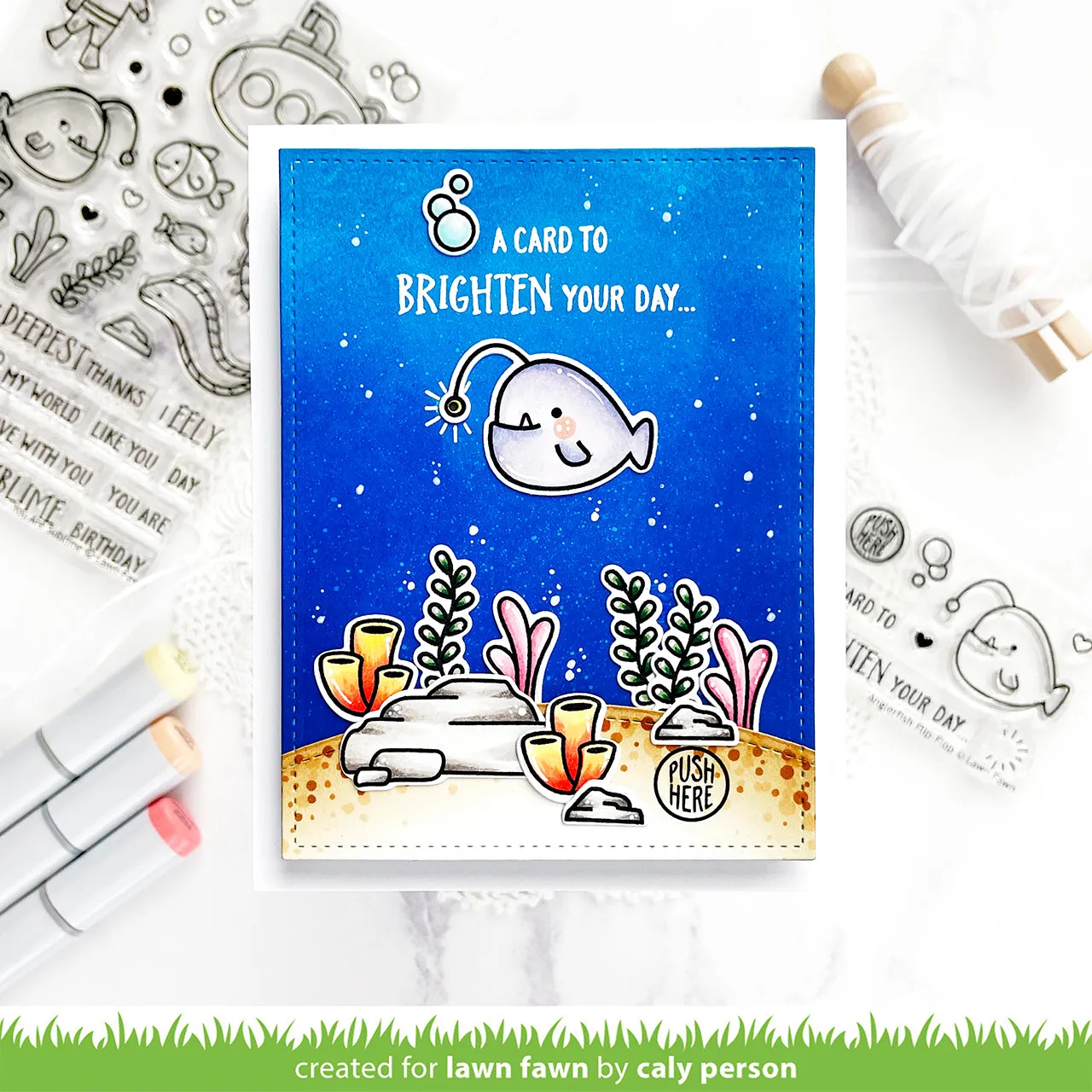 Lawn Fawn Anglerfish Flip-Flop LF2010 Clear Stempel gespiegelt