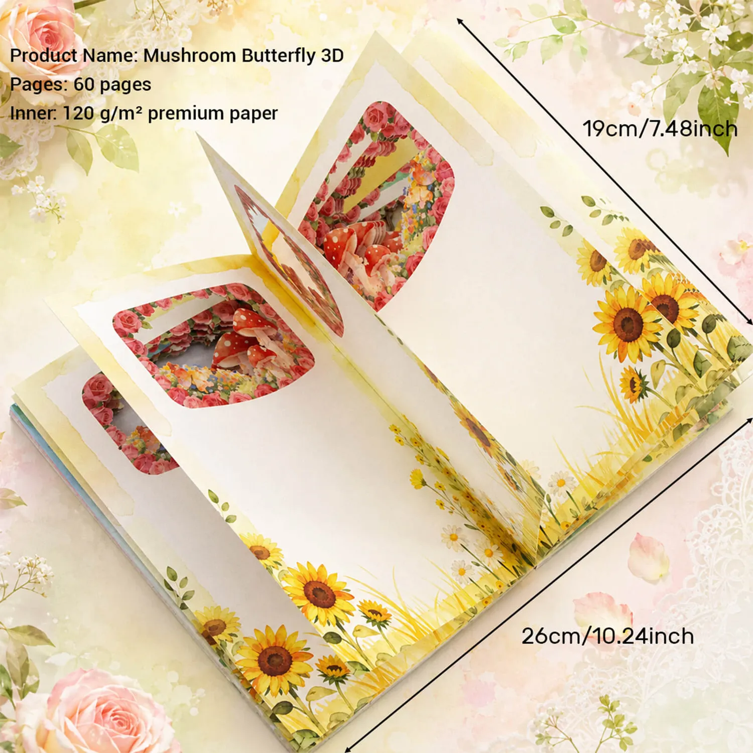 Ieebee Botanical Mushroom Journal 3D 60 Seiten Pilz