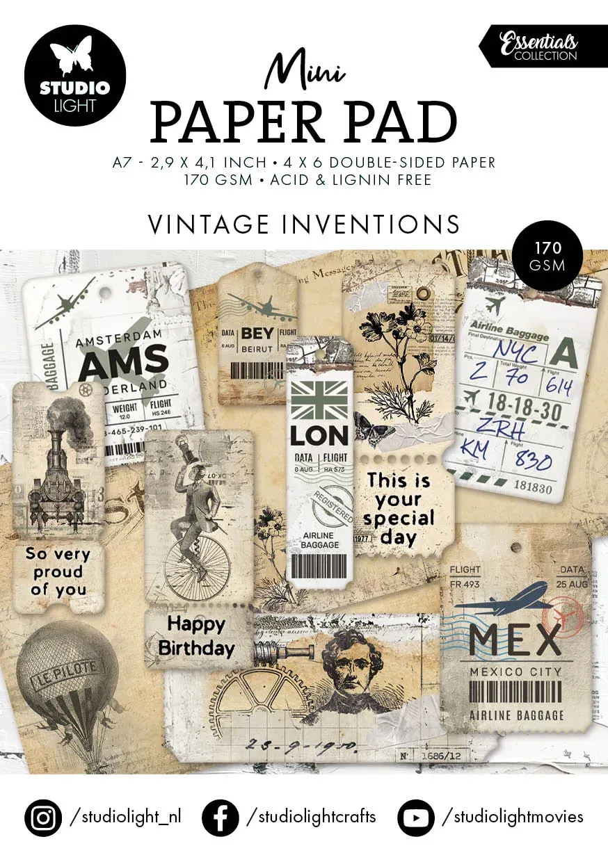StudioLight Essentials Vintage inventions Mini-Papierblock A7