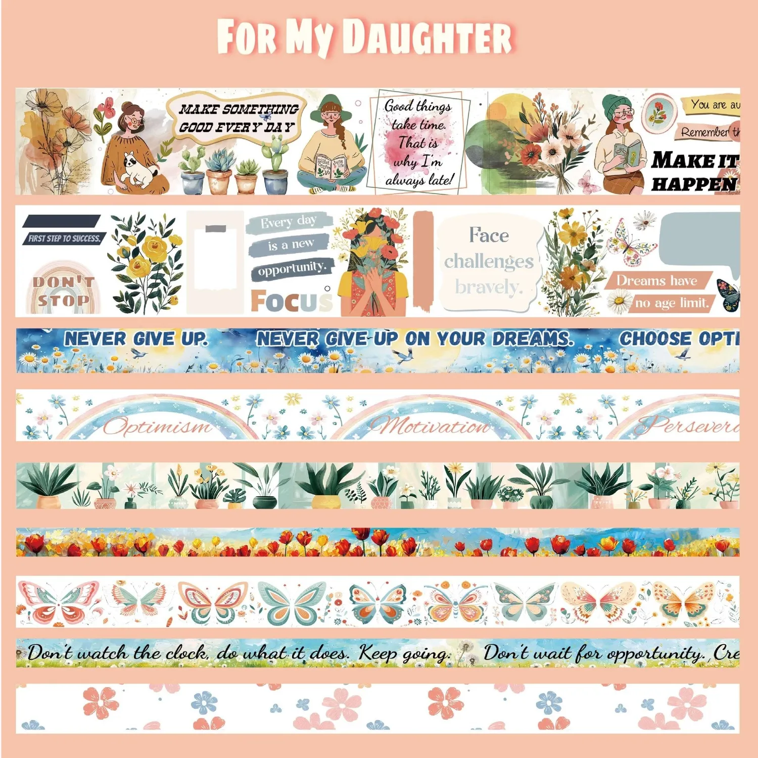 Ieebee Mother Daughter Washi Tape Set 24 Rollen Herz Liebe