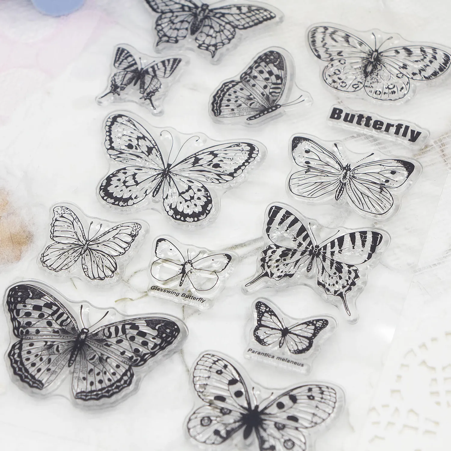 Ieebee Butterfly Diary Silikonstempel Schmetterling transparent