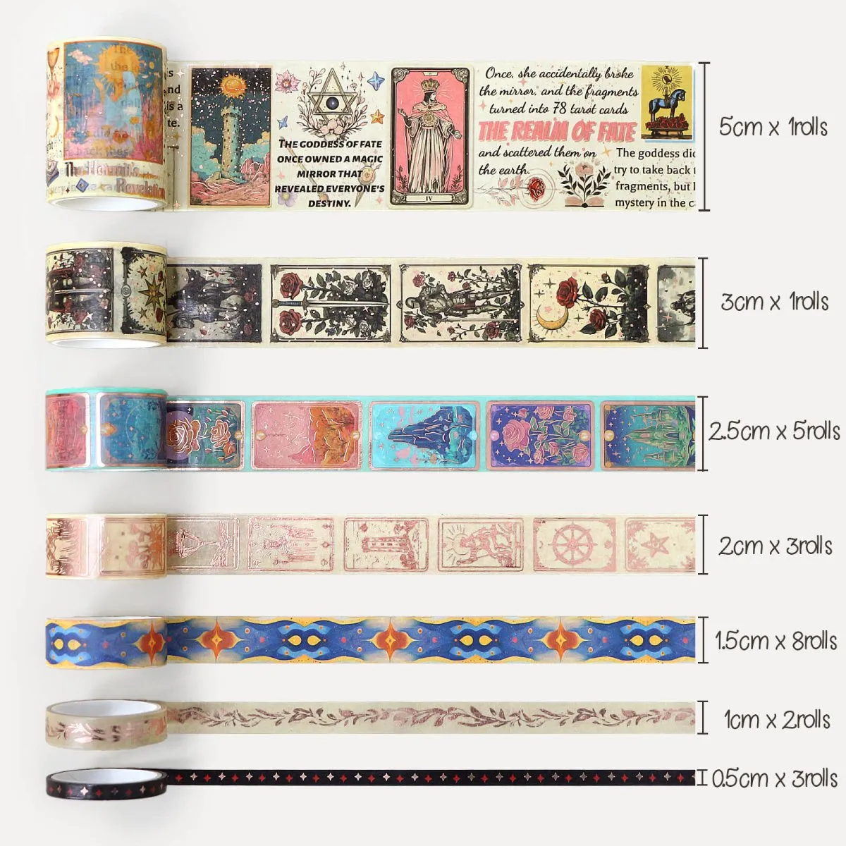 Ieebee Gold Foil Tarot Washi Tape 23 Rollen
