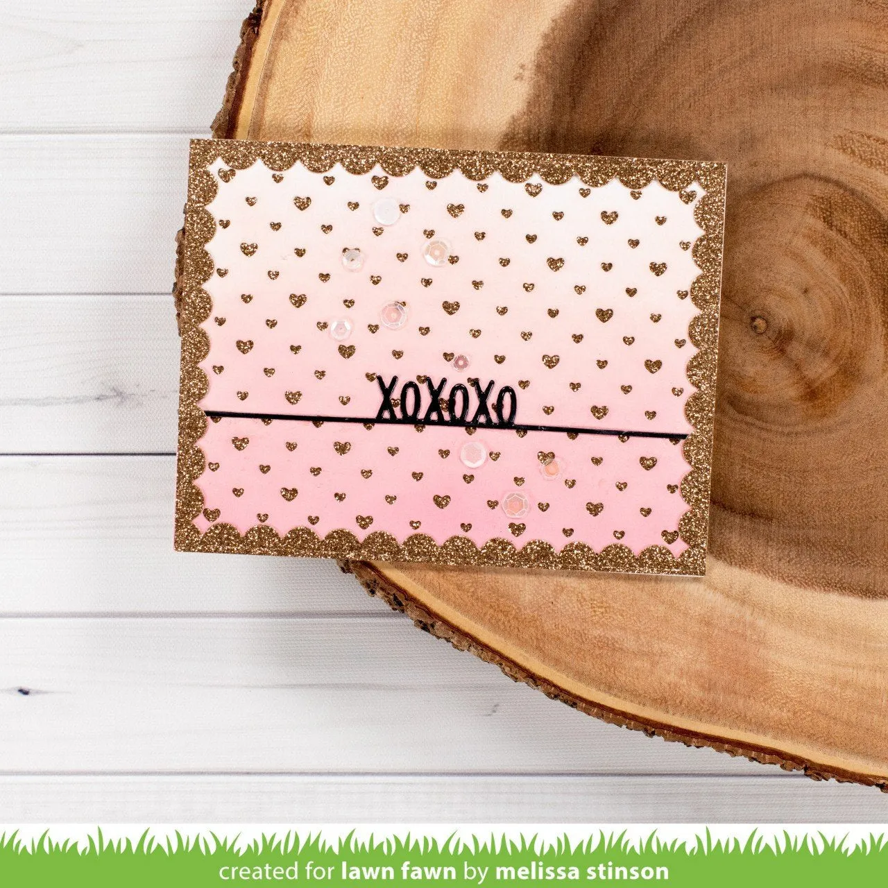 Lawn Fawn Polka Heart Backdrop Stanze quer