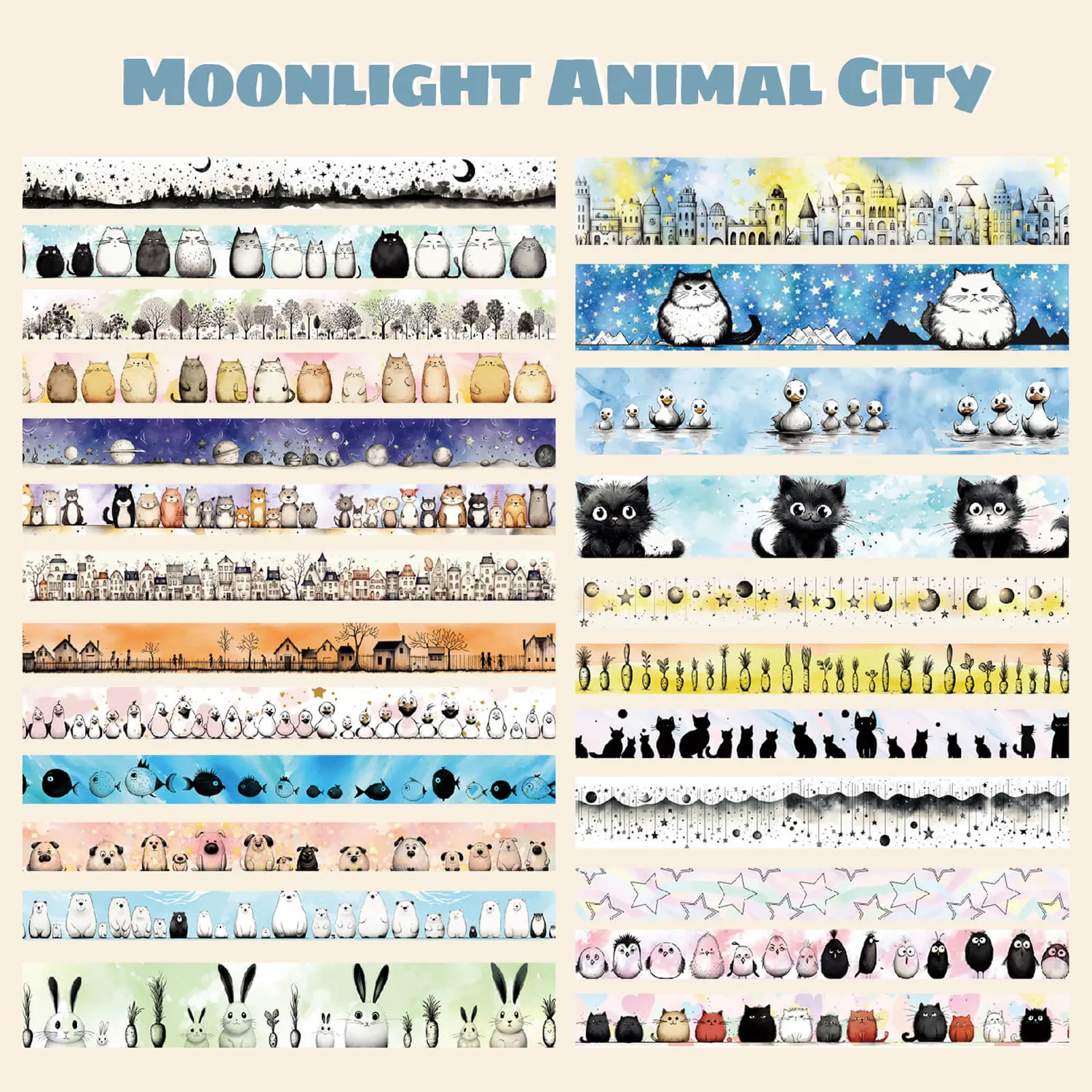 Ieebee Tier Washi Tape 24 Rollen Katze Hund Hase